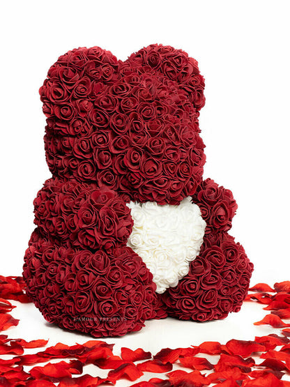 Orsetto Di Rose bordo con cuore 40 cm - Orsetto di rose