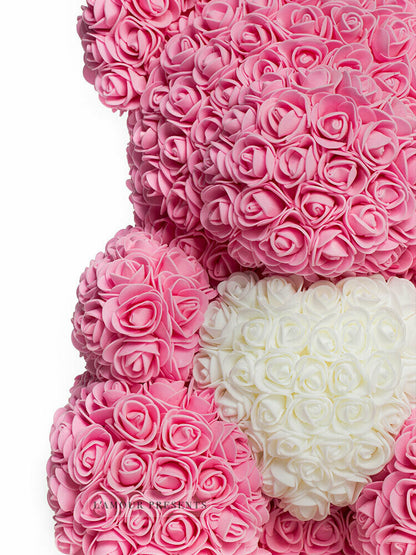 Orsetto Di Rose con cuore 40 cm - Orsetto di rose